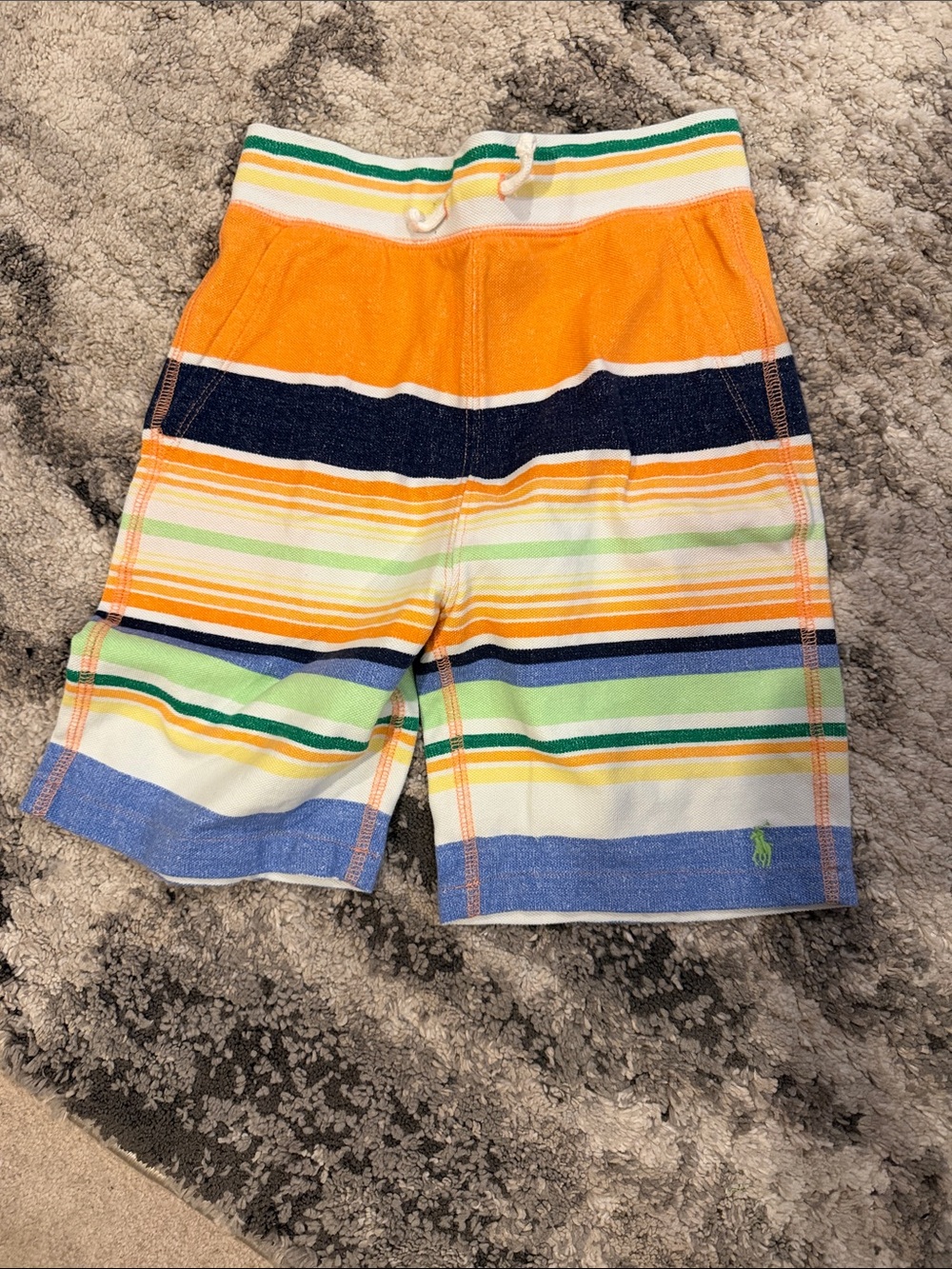 Polo by Ralph Lauren Orange, Navy & Green Striped Men’s Athletic Shorts